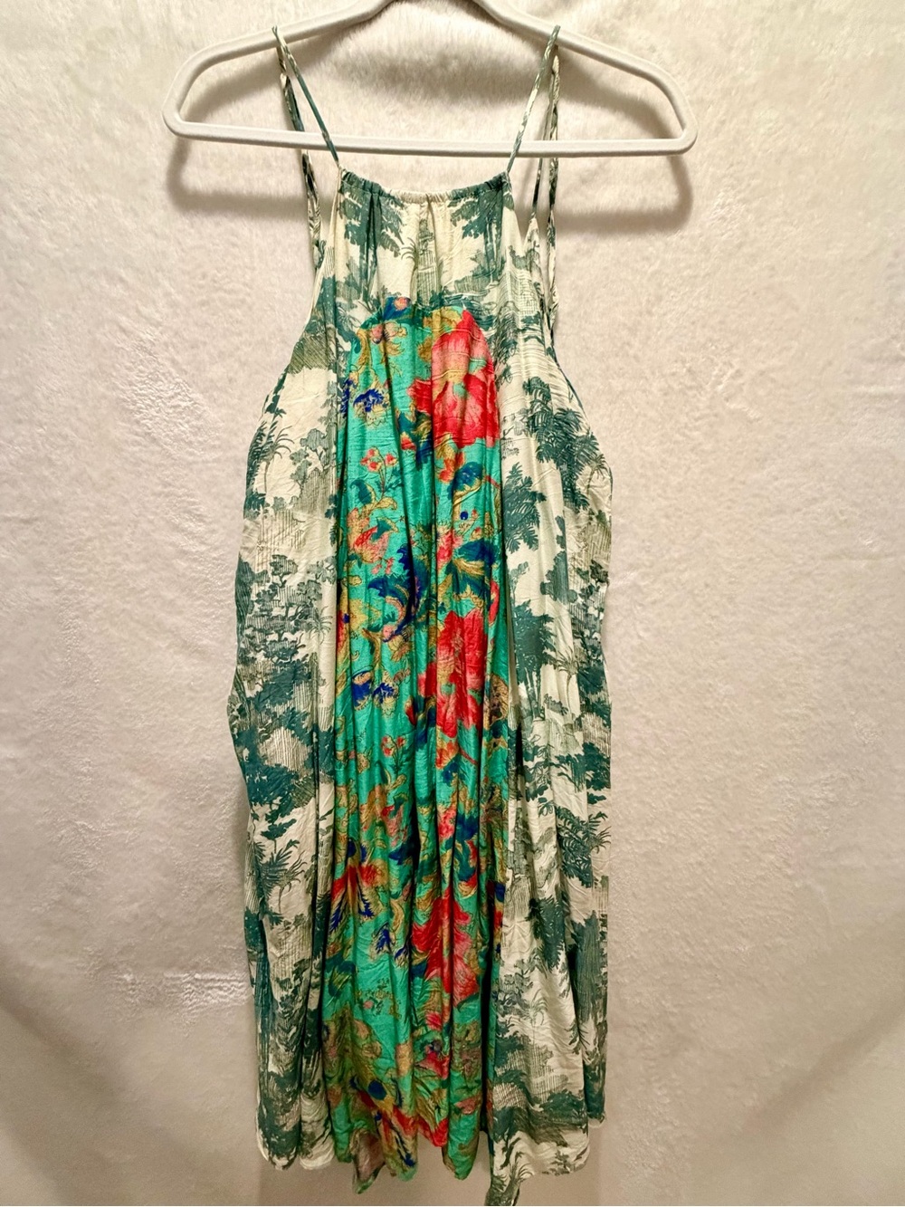 Maeve Anthropologie Mixed Print Toile Floral Slip Midi Dress Green Multi L - Picture 11 of 11